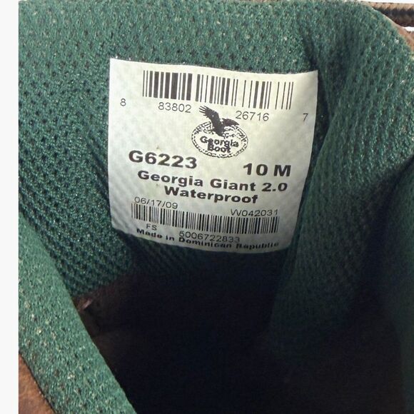 Georgia Giant 2.0 Waterproof Work Boots Brown Leather 10M G6223 USA